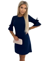 217-8 NEVA Trapézové šaty s rozšírenými rukávmi - ZELENÉ 217-8 NEVA Trapézové šaty s rozšírenými rukávmi - ZELENÉ