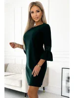 190-10 MARGARET šaty s čipkovanými rukávmi - ZELENÉ