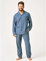 Pyžamo Key MNS 404 B26 s dlhými rukávmi, veľkosti M–2XL, na zapínanie Pyžamo Key MNS 404 B26 s dlhými rukávmi, veľkosti M–2XL, na zapínanie