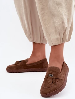 Mokasíny Barefoot z prírodnej semišovej kože Zazoo 10220, hnedé