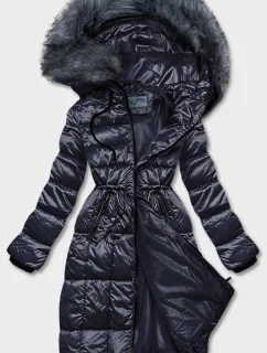 Tmavomodrá dámska metalická zimná bunda (B8073-3)