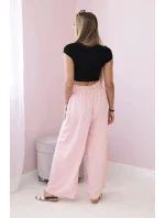 Nohavice so širokým elastickým pásom púdrovo ružové