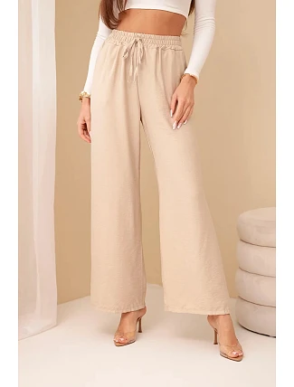 Široké nohavice z viskózy tmavobéžovej farby