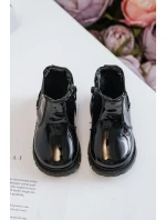 Dziecięce Lakierowane Ocieplane Botki Czarne Porky