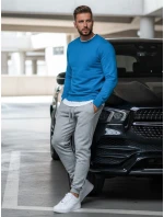 Pánska hladká modrá mikina FashionStreet BX4386