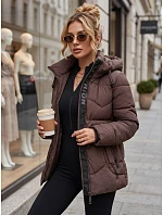 Dámska zimná prešívaná bunda s kapucňou, hnedá, FashionStreet TY5754