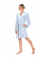 Dámsky župan Flora s kapucňou krátky 4856 Jednofarebný ľadovo modrý - Vestis