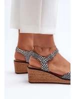 Damskie Sandały Na Koturnie Sergio Leone SK303 Biało-Czarne