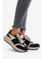 Ocieplane Sneakersy Damskie Skórzane Big Star OO274A318 HI-POLY SYSTEM Czarne