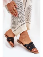 Płaskie Klapki Damskie Z Przeplatającymi Się Paskami Czarne Selaenor