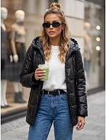 Dámska prešívaná prechodná bunda s kapucňou, čierna, FashionStreet TY5801 Dámska prešívaná prechodná bunda s kapucňou, čierna, FashionStreet TY5801