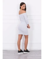 Pruhované priliehavé šaty svetlo šedej Pruhované priliehavé šaty svetlo šedej