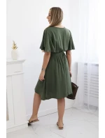 Šaty s vrstveným výstrihom khaki Šaty s vrstveným výstrihom khaki