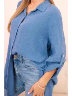 Bavlnená mušelínová oversize košeľa tmavý denim Bavlnená mušelínová oversize košeľa tmavý denim