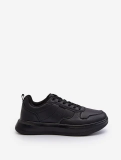 Lekkie Sneakersy Męskie Na Platformie Z Eko Skóry Czarne Uziran