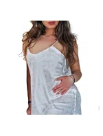 Dámska nočná satén košieľka HK 018 ecru s potlačou - DKaren Dámska nočná satén košieľka HK 018 ecru s potlačou - DKaren