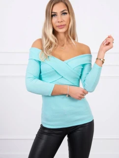 Blúzka s véčkovým výstrihom mätová