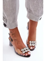 Sandały Transparentne Na Obcasie Czarne S.Barski MR1037-43