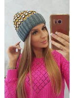 Dámska čiapka Iris K348 tmavo šedá + žltá