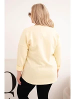 Plus veľkosť dámske V-neck mikina žltá