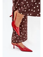 Lakierowane Czółenka Na Szpilce Z Odkrytą Piętą Czerwone Talira