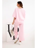 Dámsky maslový viskózový set mikina a široké nohavice candy pink Dámsky maslový viskózový set mikina a široké nohavice candy pink
