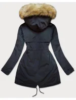 Dámska obojstranná zimná bunda s kapucňou tmavomodrá a ružová (w211)