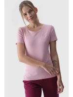 Damski Gładki T-Shirt Z Logo Różowy 4F 4FWMM00TTSHF1845-56S