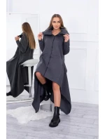 Zateplené šaty s dlhšími bokmi grafitové