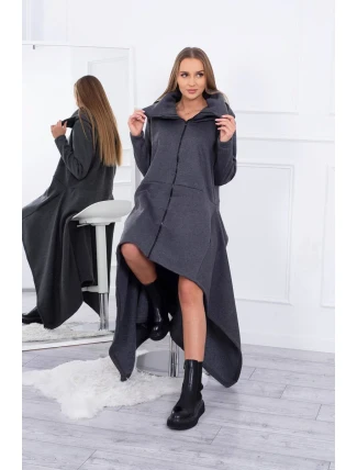 Zateplené šaty s dlhšími bokmi grafitové