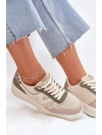 Sneakersy Damskie Na Platformie Panterka Beżowe Kelsia
