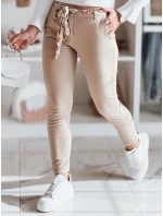 Dámske textilné nohavice s opaskom ROSSALI tmavo béžové FashionStreet UY2536 Dámske textilné nohavice s opaskom ROSSALI tmavo béžové FashionStreet UY2536