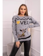 Vianočný sveter so šedým nápisom