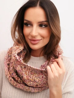 Dámsky pletený mäkký zimný komín KN25 pink+yellow