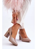 Zazoo 3117 Skórzane Czółenka  Beżowe