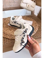 Dětské sportovní boty na suchý zip béžové s leopardem Perrin