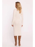 Dámske svetrové šaty M824 Light beige - MOE Dámske svetrové šaty M824 Light beige - MOE