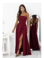 Dámske dlhé šaty model 222674 burgundy - With You