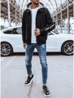 Pánska zateplená mikina s potlačou čierna FashionStreet BX5613