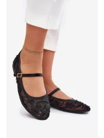 Siateczkowe Baleriny Z Haftem I Zdobieniem Czarne Tillilora