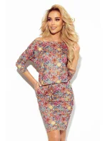 Dámske športové šaty s kapsičkami a so vzorom farebných koliesok 13-142