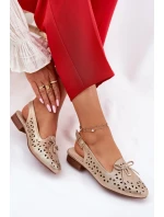 Ażurowe Baleriny Z Odkrytą Piętą Złote Navinnia
