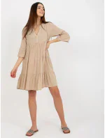 Dámske šaty D73761M30214C béžové - FPrice Dámske šaty D73761M30214C béžové - FPrice