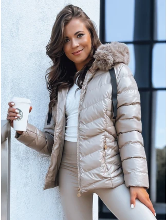 Dámska prešívaná zimná bunda s kapucňou MIRIAL béžová FashionStreet TY3770