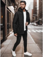 Pánska prechodná prešívaná bunda s kapucňou čierna FashionStreet TX4998