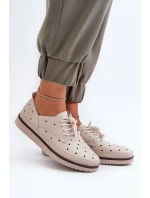 Skórzane Półbuty Damskie Beżowe S.Barski LR182