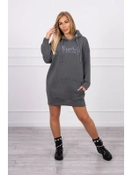 Zateplená mikina s vyšitým nápisom oversize graphite Zateplená mikina s vyšitým nápisom oversize graphite