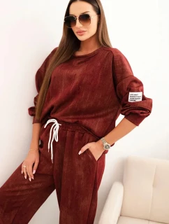 Dámska súprava z viskózy oversize s pracím efektom bordová