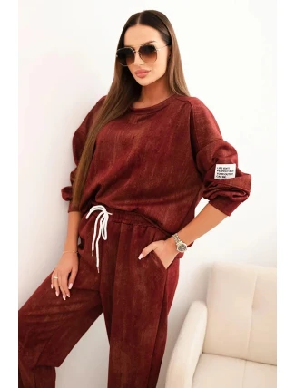Dámska súprava z viskózy oversize s pracím efektom bordová