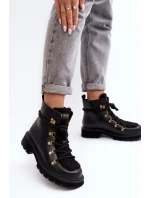 Skórzane Botki Trapery Damskie GOE MM2N4082 Czarne